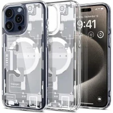  iPhone 15 Pro fehér (Zero One minta) Spigen Ultra Hybrid Mag tok MagSafe kompatibilis