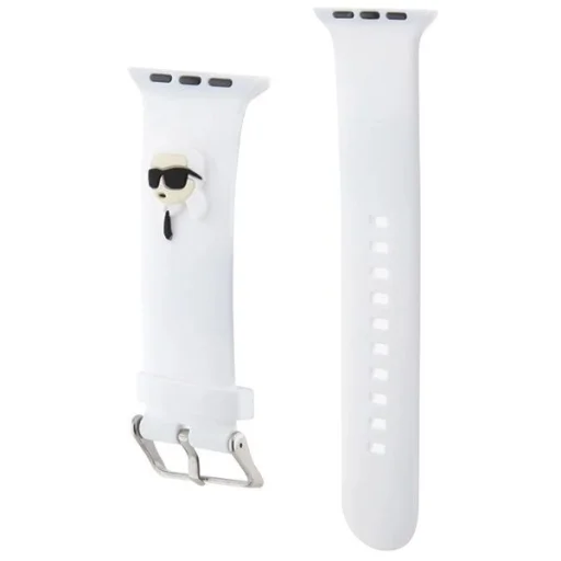 Karl Lagerfeld 3D Rubber Karl Head szíj Apple Watch 42/44/45/49mm-hez - fehér - 3