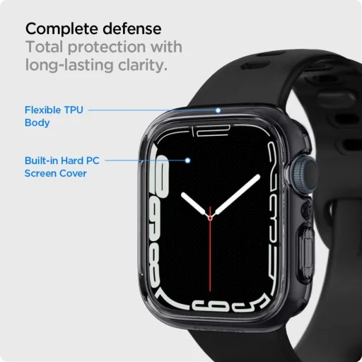  Apple Watch 7 / 8 / 9 (45 mm) Átlátszó Szürke Spigen Ultra Hybrid tok - 12