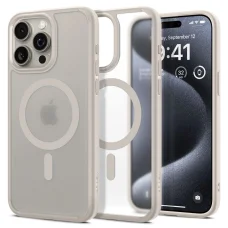  iPhone 15 Pro matt természetes titán Spigen Ultra Hybrid Mag tok MagSafe funkcióval