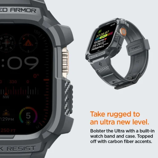  Apple Watch Ultra 1/2 (49 mm) Sötétszürke Spigen Rugged Armor Pro tok - 12