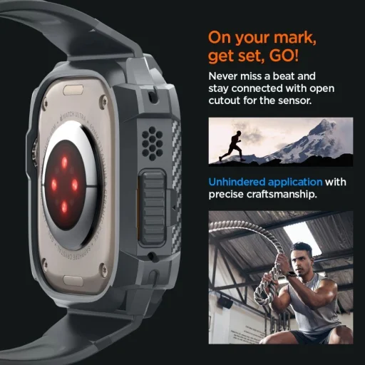  Apple Watch Ultra 1/2 (49 mm) Sötétszürke Spigen Rugged Armor Pro tok - 14