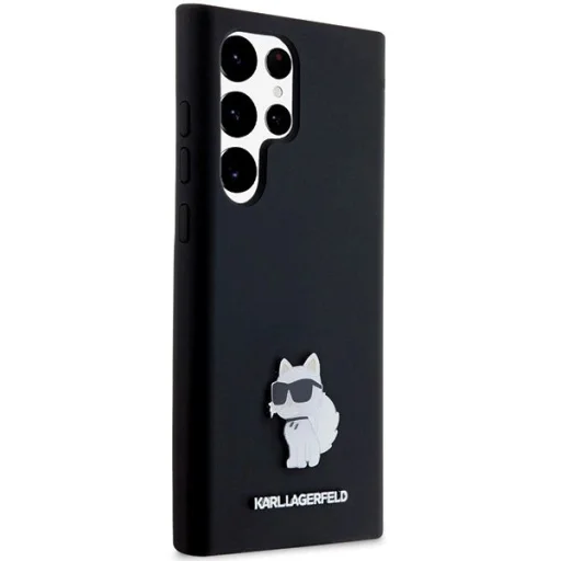 Karl Lagerfeld Szilikon Choupette Metal Pin tok Samsung Galaxy S23 Ultra-hoz - fekete - 4