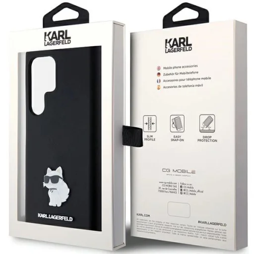 Karl Lagerfeld Szilikon Choupette Metal Pin tok Samsung Galaxy S23 Ultra-hoz - fekete - 8