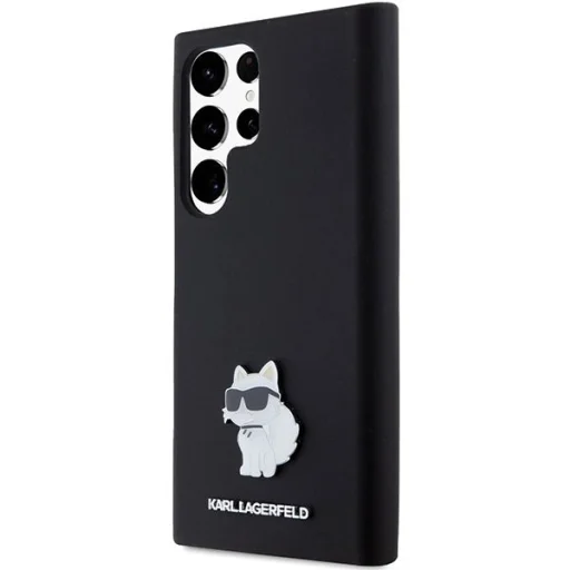 Karl Lagerfeld Szilikon Choupette Metal Pin tok Samsung Galaxy S23 Ultra-hoz - fekete - 2