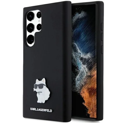Karl Lagerfeld Szilikon Choupette Metal Pin tok Samsung Galaxy S23 Ultra-hoz - fekete - 1