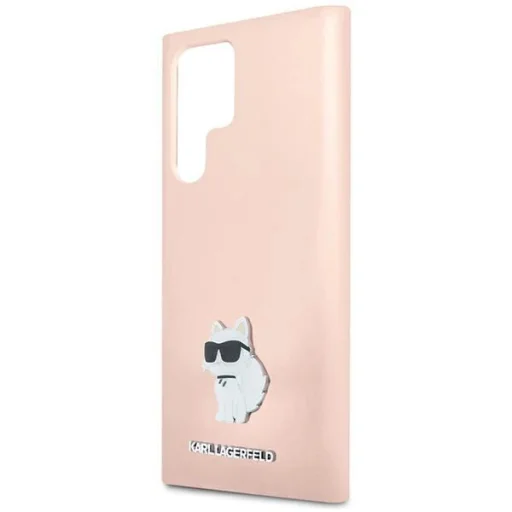 Karl Lagerfeld Silicone Choupette Metal Pin tok Samsung Galaxy S23 Ultra - rózsaszín - 6