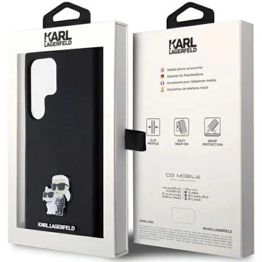 Karl Lagerfeld Silicone Karl & Choupette Metal Pin tok Samsung Galaxy S23 Ultra - fekete - 8