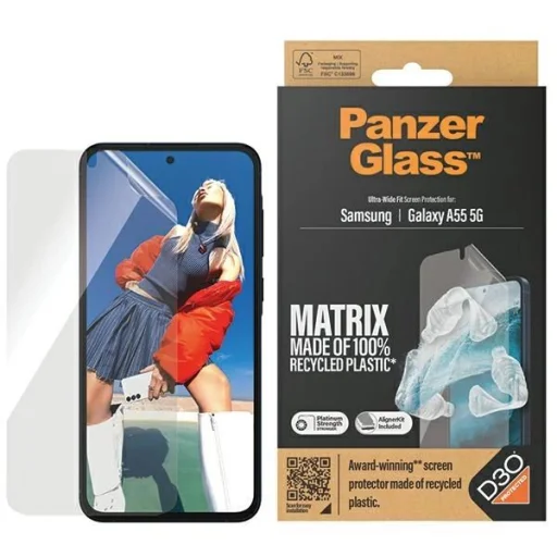 PanzerGlass Matrix Ultra-Wide Fit üvegfólia pozicionálóval Samsung Galaxy A55 5G-hez - 1