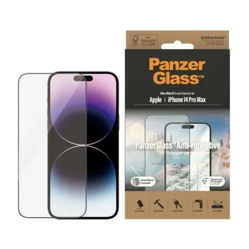 PanzerGlass Ultra-Wide Fit antibakteriális edzett üvegfólia tükröződésmentes réteggel és pozicionálóval iPhone 14 Pro Max készülékhez Üvegfólia - 1