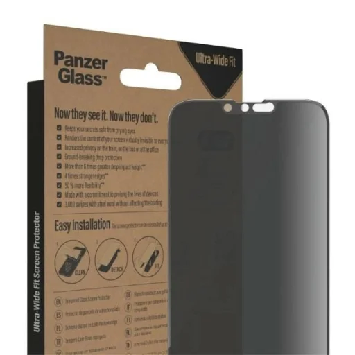 PanzerGlass Ultra-Wide Fit Tempered Glass Antibacterial Privacy üvegfólia iPhone 14 Plus/13 Pro Max - 7