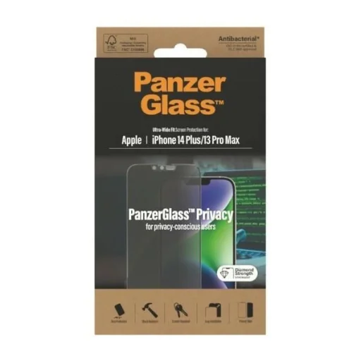 PanzerGlass Ultra-Wide Fit Tempered Glass Antibacterial Privacy üvegfólia iPhone 14 Plus/13 Pro Max - 8