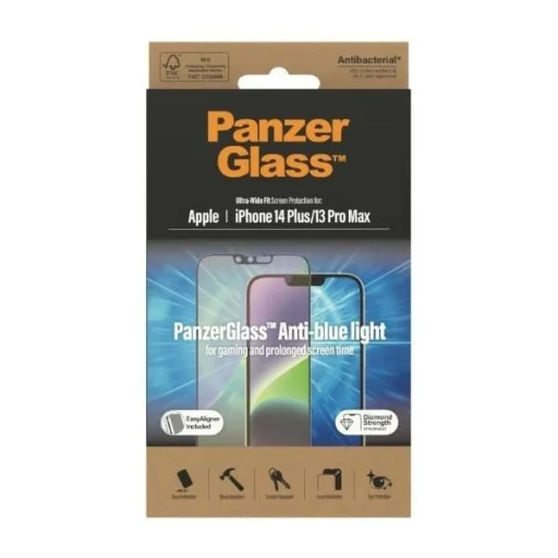 PanzerGlass Ultra-Wide Fit Antibakteriális Edzett Üveg Kék Fény Szűrővel és Pozicionálóval iPhone 14 Plus / 13 Pro Max üvegfólia - 8