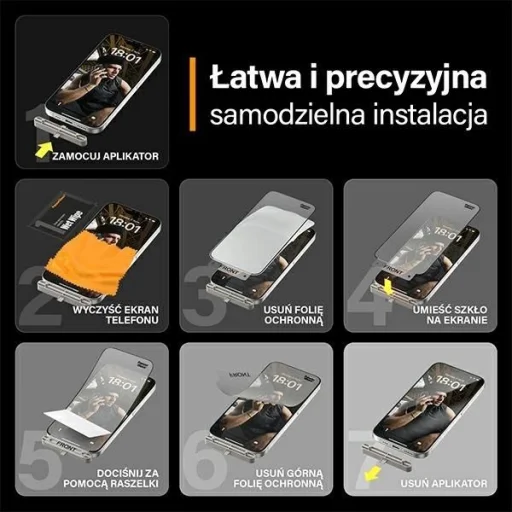 PanzerGlass Matrix Ultra-Wide-Fit hibrid üveg iPhone 15 Pro-hoz pozicionálóval üvegfólia - 8