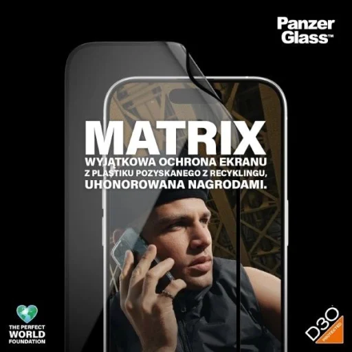PanzerGlass Matrix Ultra-Wide-Fit hibrid üveg iPhone 15 Pro-hoz pozicionálóval üvegfólia - 3