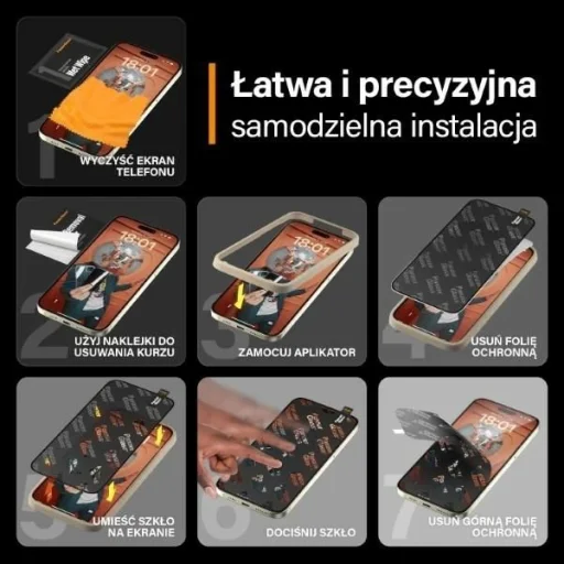 PanzerGlass Ultra-Wide Fit edzett üvegfólia pozicionálóval iPhone 15 Plus-hoz - 14
