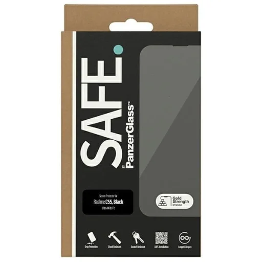 SAFE by PanzerGlass Ultra-Wide Fit Edzett Üveg Realme C55-hez - Fekete Kerettel üvegfólia - 4