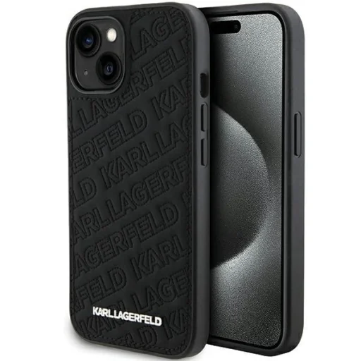  iPhone 15 Plus / 14 Plus Karl Lagerfeld Quilted K Pattern tok - fekete - 1