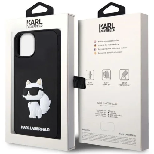 Karl Lagerfeld KLHCP14M3DRKHNK iPhone 14 Plus 6.7" fekete/fekete keménytok Rubber Choupette 3D tok - 8