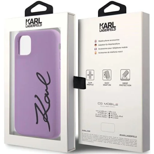 Karl Lagerfeld KLHCN61SKSVGU iPhone 11 6.1" lila/lila kemény tokozású Szilikon Signature tok - 8