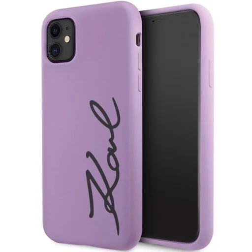 Karl Lagerfeld KLHCN61SKSVGU iPhone 11 6.1" lila/lila kemény tokozású Szilikon Signature tok - 1