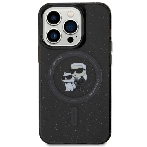  iPhone 15 Pro fekete Karl Lagerfeld Karl&Choupette Glitter MagSafe tok - 3