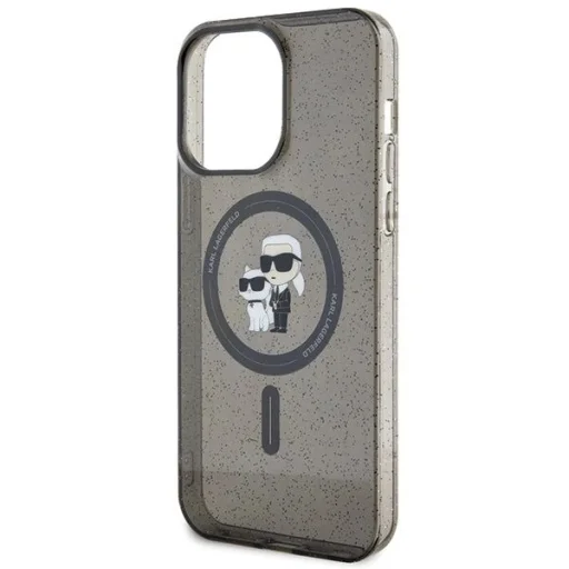  iPhone 15 Pro Max fekete Karl Lagerfeld Karl&Choupette Glitter MagSafe tok - 6