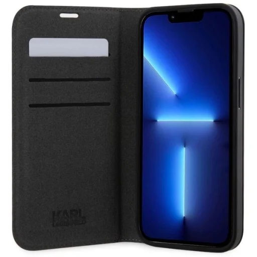 Karl Lagerfeld KLBKP14SSAKLHPG iPhone 14 6.1" fliptok ezüst/ezüst Saffiano Monogram tok - 4