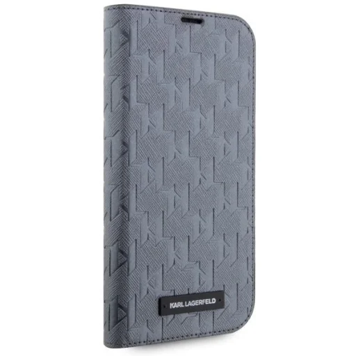 Karl Lagerfeld KLBKP14SSAKLHPG iPhone 14 6.1" fliptok ezüst/ezüst Saffiano Monogram tok - 5