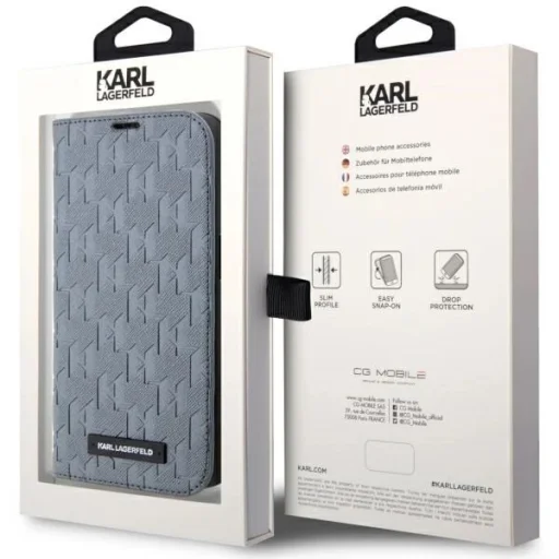 Karl Lagerfeld KLBKP14LSAKLHPG iPhone 14 Pro 6.1" fliptok ezüst/ezüst Saffiano Monogram tok - 7