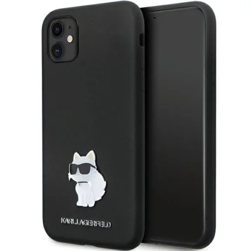 Karl Lagerfeld KLHCN61SMHCNPK tok iPhone 11-hez - fekete szilikon C fém csat, - 1