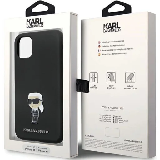 Karl Lagerfeld KLHCN61SMHKNPK tok iPhone 11 - fekete szilikon Ikonik Metal Pin - 8