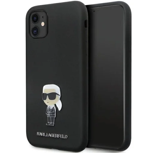 Karl Lagerfeld KLHCN61SMHKNPK tok iPhone 11 - fekete szilikon Ikonik Metal Pin - 1