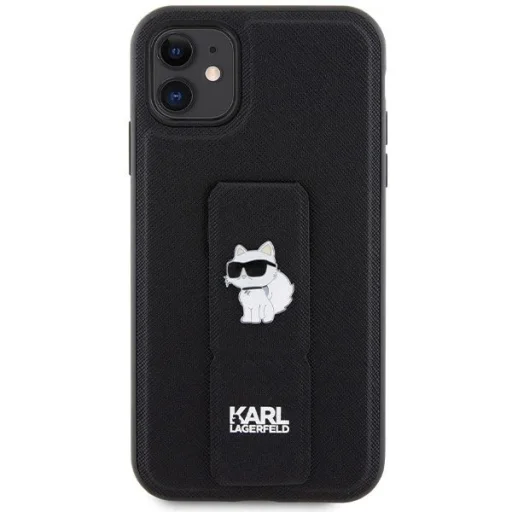 Karl Lagerfeld Gripstand Saffiano Choupette Pins tok iPhone 11 - Fekete - 3
