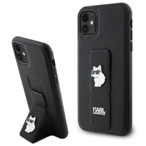 Karl Lagerfeld Gripstand Saffiano Choupette Pins tok iPhone 11 - Fekete - 1