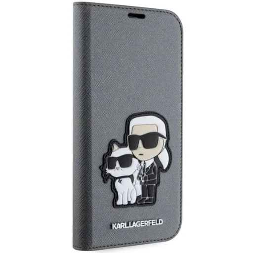 Karl Lagerfeld KLBKP14SSANKCPG iPhone 14 6,1" fliptok ezüst/ezüst Saffiano Karl & Choupette - 5
