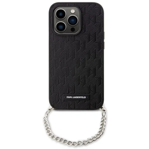 Karl Lagerfeld KLHCP14LSACKLHPK iPhone 14 Pro 6.1" fekete/fekete kemény tok Saffiano Monogram Chain - 2
