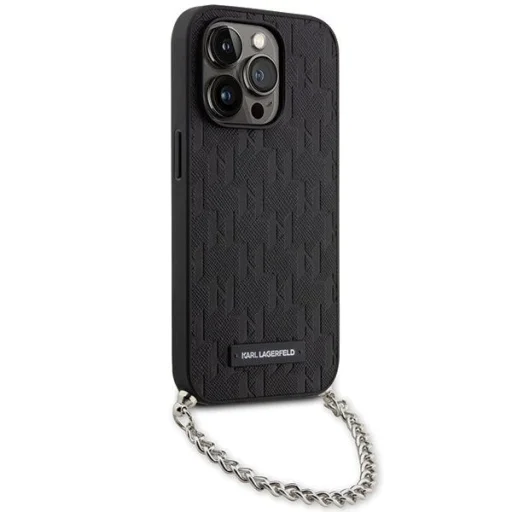 Karl Lagerfeld KLHCP14LSACKLHPK iPhone 14 Pro 6.1" fekete/fekete kemény tok Saffiano Monogram Chain - 3