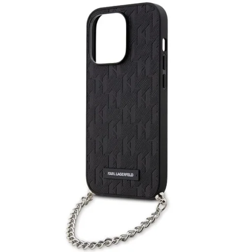 Karl Lagerfeld KLHCP14LSACKLHPK iPhone 14 Pro 6.1" fekete/fekete kemény tok Saffiano Monogram Chain - 5