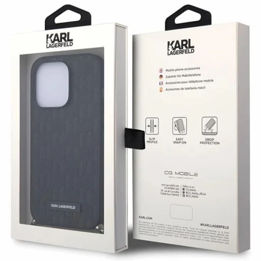 Karl Lagerfeld KLHCP14LSACKLHPK iPhone 14 Pro 6.1" fekete/fekete kemény tok Saffiano Monogram Chain - 7