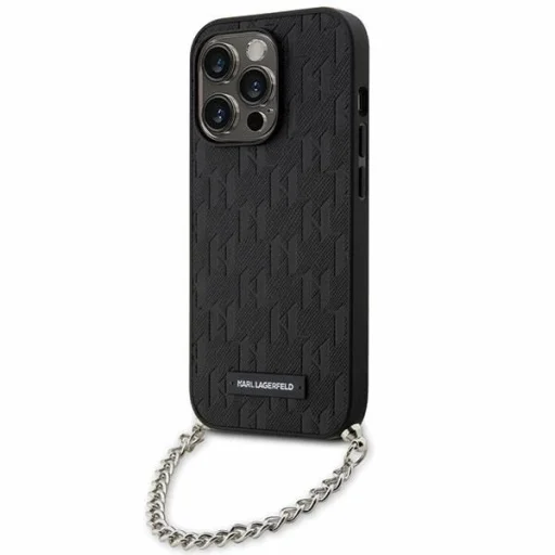 Karl Lagerfeld KLHCP14LSACKLHPK iPhone 14 Pro 6.1" fekete/fekete kemény tok Saffiano Monogram Chain - 1