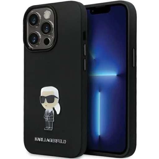 Karl Lagerfeld KLHCP14XSMHKNPK tok iPhone 14 Pro Max 6.7" - fekete szilikon Ikonik Metal Pin tok - 1