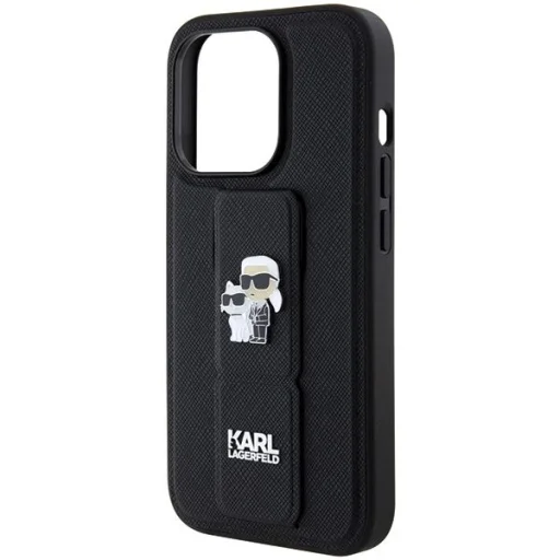 Karl Lagerfeld Gripstand Saffiano Karl&Choupette Pin tok iPhone 14 Pro - fekete - 6