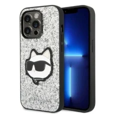 Karl Lagerfeld KLHCP14LG2CPS iPhone 14 Pro 6.1" ezüst/ezüst kemény tok Glitter Choupette Patch tok