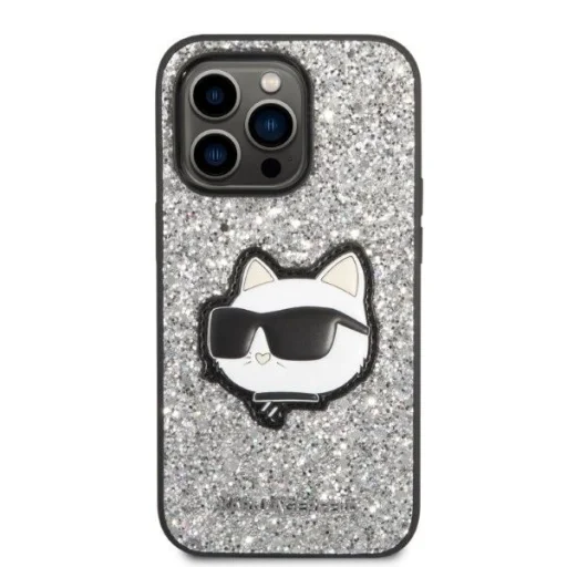 Karl Lagerfeld KLHCP14XG2CPS iPhone 14 Pro Max 6.7" ezüst/ezüst keménytok Glitter Choupette Patch tok - 3
