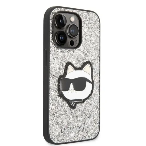 Karl Lagerfeld KLHCP14XG2CPS iPhone 14 Pro Max 6.7" ezüst/ezüst keménytok Glitter Choupette Patch tok - 4