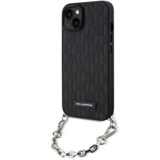 Karl Lagerfeld KLHCP14SSACKLHPK iPhone 14 6.1" fekete/fekete kemény tok Saffiano Monogram Chain