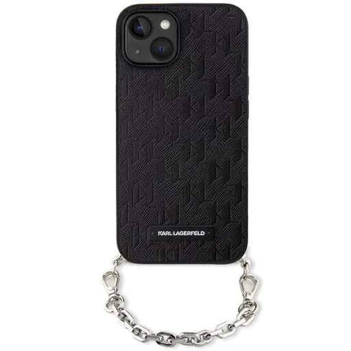 Karl Lagerfeld KLHCP14SSACKLHPK iPhone 14 6.1" fekete/fekete kemény tok Saffiano Monogram Chain - 2