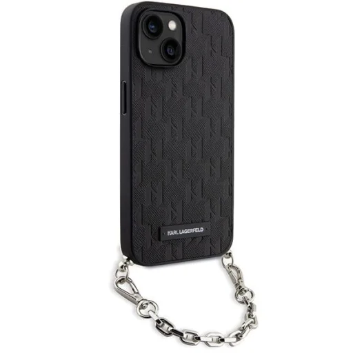 Karl Lagerfeld KLHCP14SSACKLHPK iPhone 14 6.1" fekete/fekete kemény tok Saffiano Monogram Chain - 3