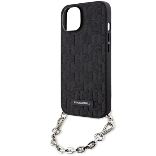 Karl Lagerfeld KLHCP14SSACKLHPK iPhone 14 6.1" fekete/fekete kemény tok Saffiano Monogram Chain - 5